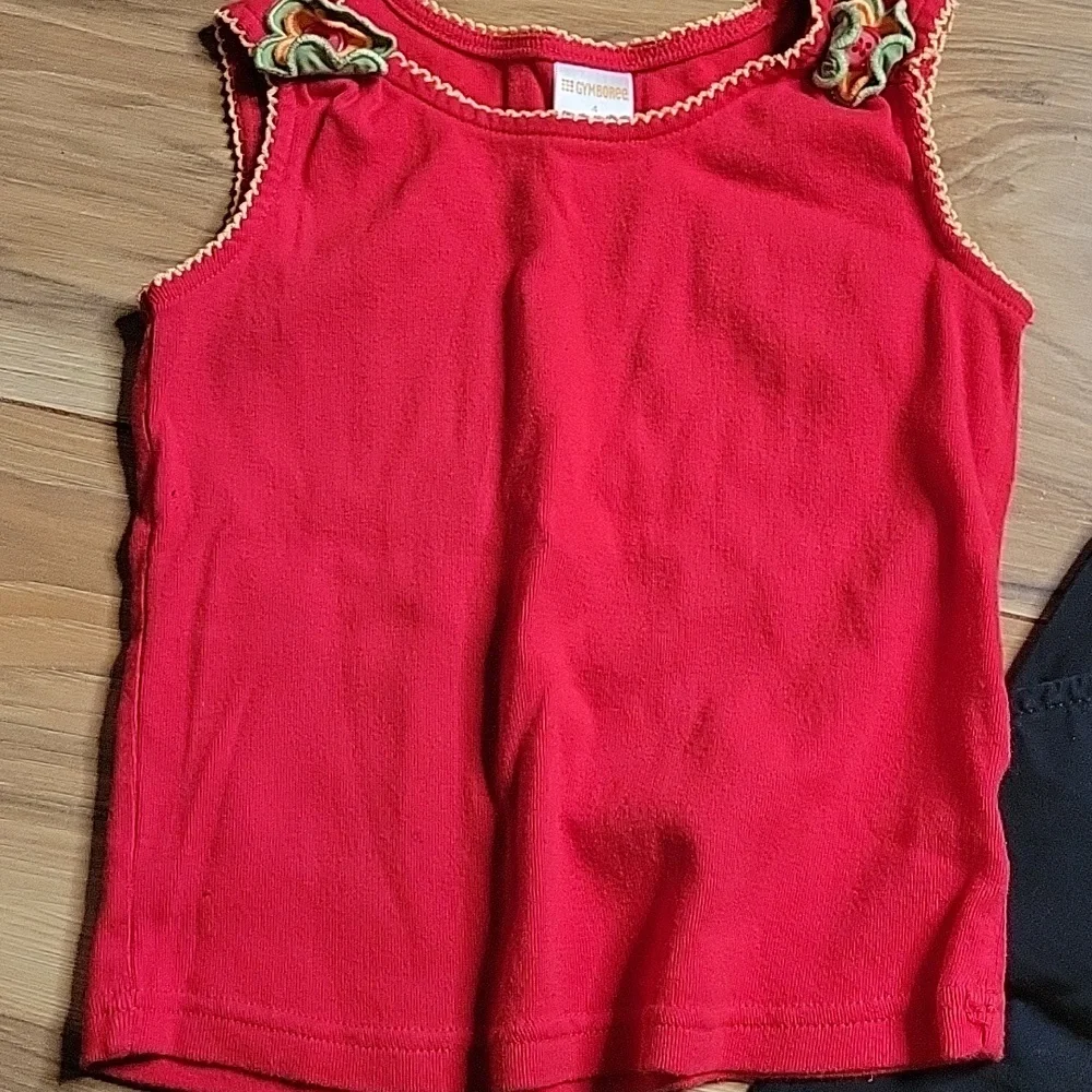*3/$15* Gymboree Size 4 Girls 2 pc Set Red Tank & Black Shorts Embroider…